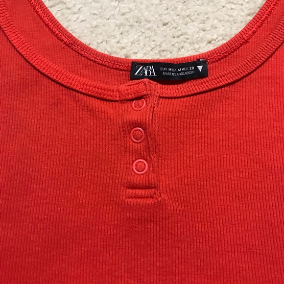 🆕🔥ZARA SUPER CUTE MINI SLEEVELESS DRESS LIGHTLY RIBBED ORANGE RED BODYCON!! - Picture 7 of 7